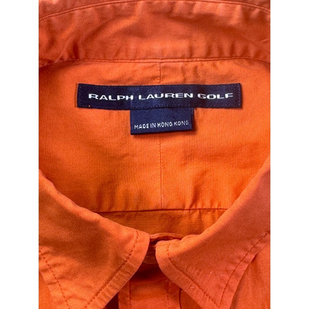 Ralph Lauren Golf Women’s XL Orange Gold Short Sleeve Button Up Shirt - Picture 4 of 6